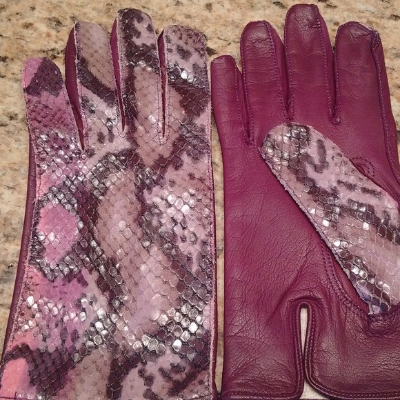 NEW Python Snakeskin Leather Pink Purple Gloves M - Picture 1 of 1